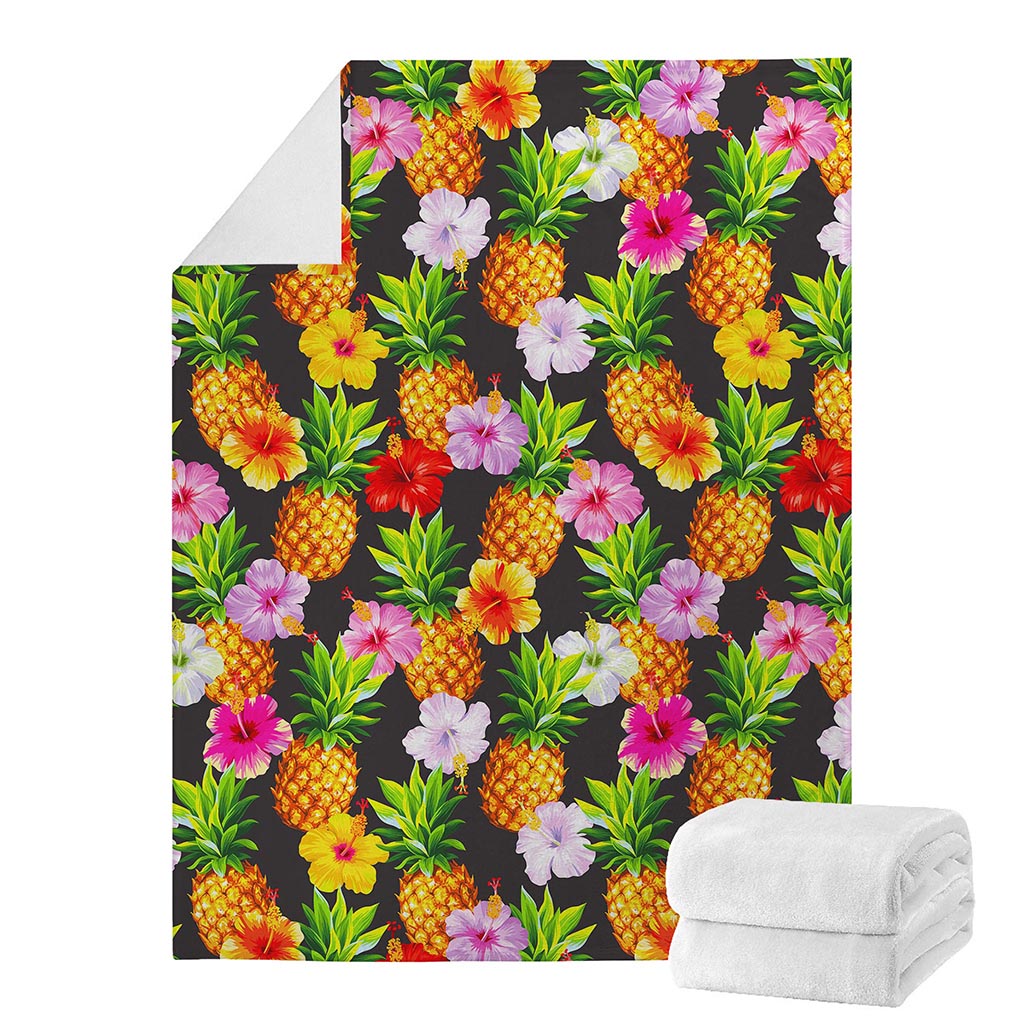 Aloha Hibiscus Pineapple Pattern Print Blanket