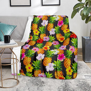 Aloha Hibiscus Pineapple Pattern Print Blanket
