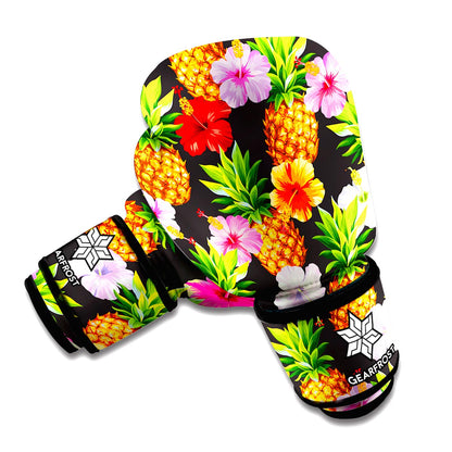 Aloha Hibiscus Pineapple Pattern Print Boxing Gloves