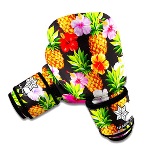 Aloha Hibiscus Pineapple Pattern Print Boxing Gloves