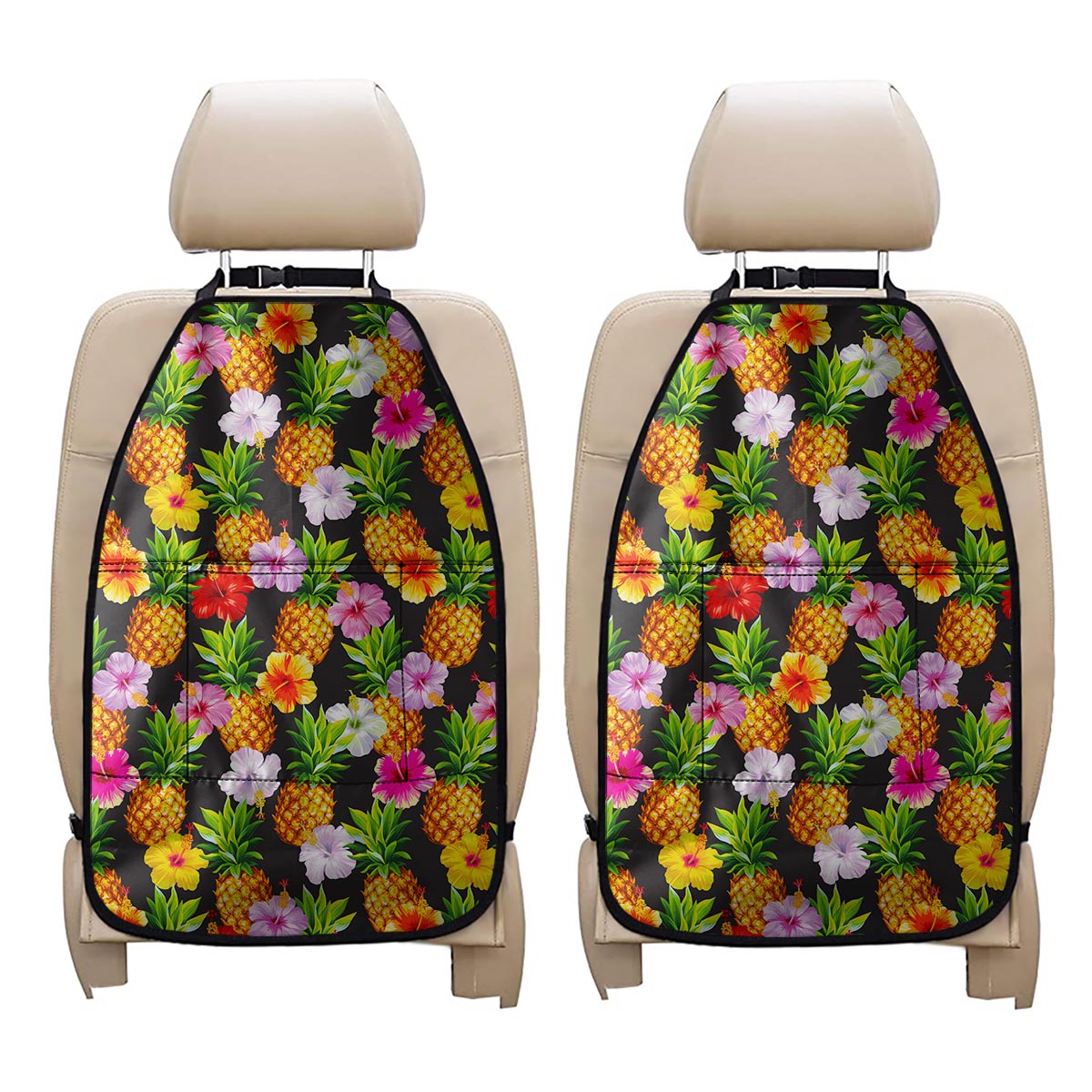 Aloha Hibiscus Pineapple Pattern Print Car Seat Organizers