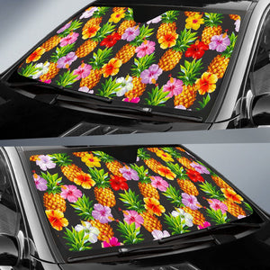 Aloha Hibiscus Pineapple Pattern Print Car Sun Shade GearFrost