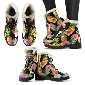 Aloha Hibiscus Pineapple Pattern Print Comfy Boots GearFrost