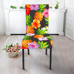 Aloha Hibiscus Pineapple Pattern Print Dining Chair Slipcover