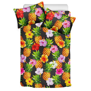Aloha Hibiscus Pineapple Pattern Print Duvet Cover Bedding Set