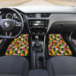Aloha Hibiscus Pineapple Pattern Print Front and Back Car Floor Mats