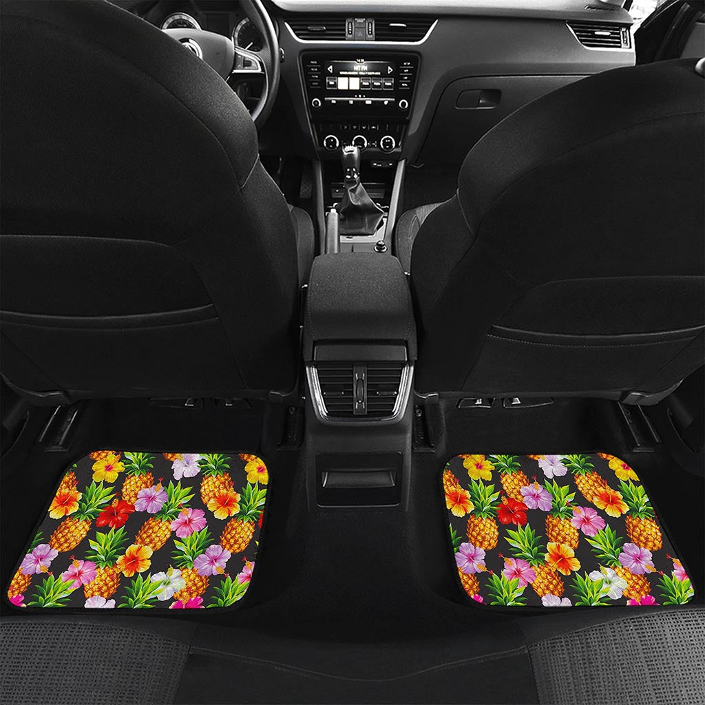 Aloha Hibiscus Pineapple Pattern Print Front and Back Car Floor Mats