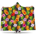 Aloha Hibiscus Pineapple Pattern Print Hooded Blanket
