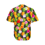 Aloha Hibiscus Pineapple Pattern Print Men's Baseball Jersey