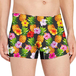 Aloha Hibiscus Pineapple Pattern Print Men's Boxer Briefs