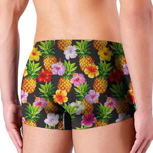 Aloha Hibiscus Pineapple Pattern Print Men's Boxer Briefs