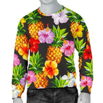 Aloha Hibiscus Pineapple Pattern Print Men's Crewneck Sweatshirt GearFrost