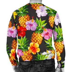 Aloha Hibiscus Pineapple Pattern Print Men's Crewneck Sweatshirt GearFrost