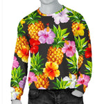 Aloha Hibiscus Pineapple Pattern Print Men's Crewneck Sweatshirt GearFrost