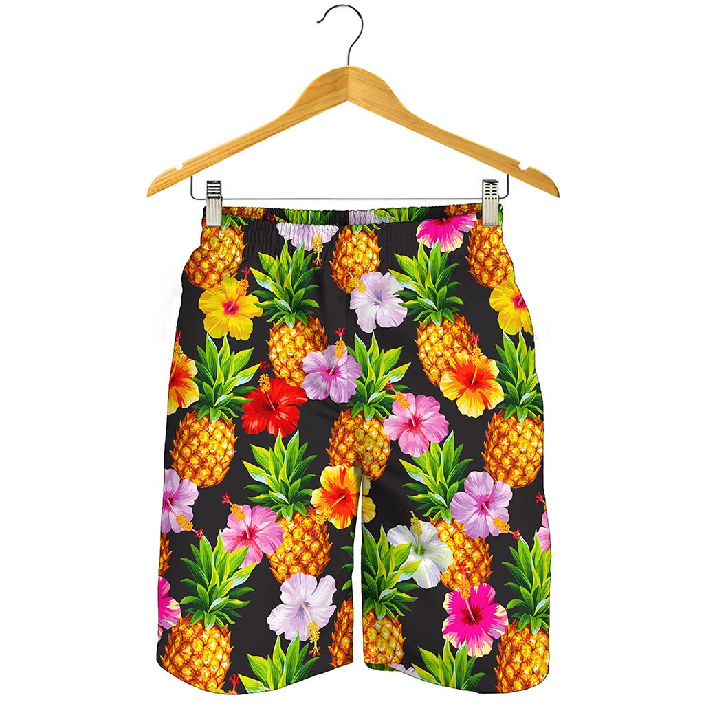 Aloha Hibiscus Pineapple Pattern Print Men's Shorts