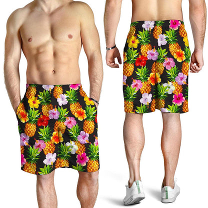 Aloha Hibiscus Pineapple Pattern Print Men's Shorts
