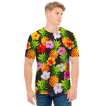Aloha Hibiscus Pineapple Pattern Print Men's T-Shirt