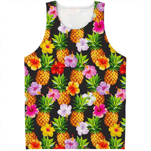 Aloha Hibiscus Pineapple Pattern Print Men's Tank Top
