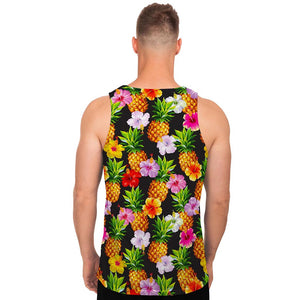 Aloha Hibiscus Pineapple Pattern Print Men's Tank Top