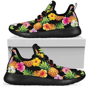 Aloha Hibiscus Pineapple Pattern Print Mesh Knit Shoes GearFrost