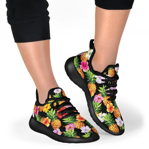 Aloha Hibiscus Pineapple Pattern Print Mesh Knit Shoes GearFrost