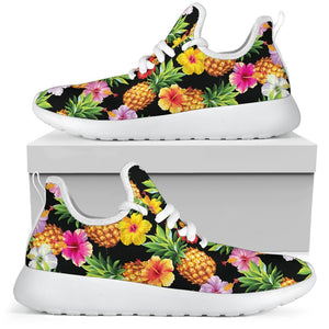 Aloha Hibiscus Pineapple Pattern Print Mesh Knit Shoes GearFrost