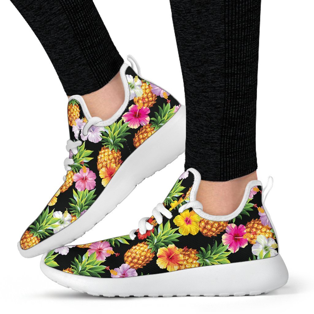 Aloha Hibiscus Pineapple Pattern Print Mesh Knit Shoes GearFrost