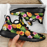 Aloha Hibiscus Pineapple Pattern Print Mesh Knit Shoes GearFrost