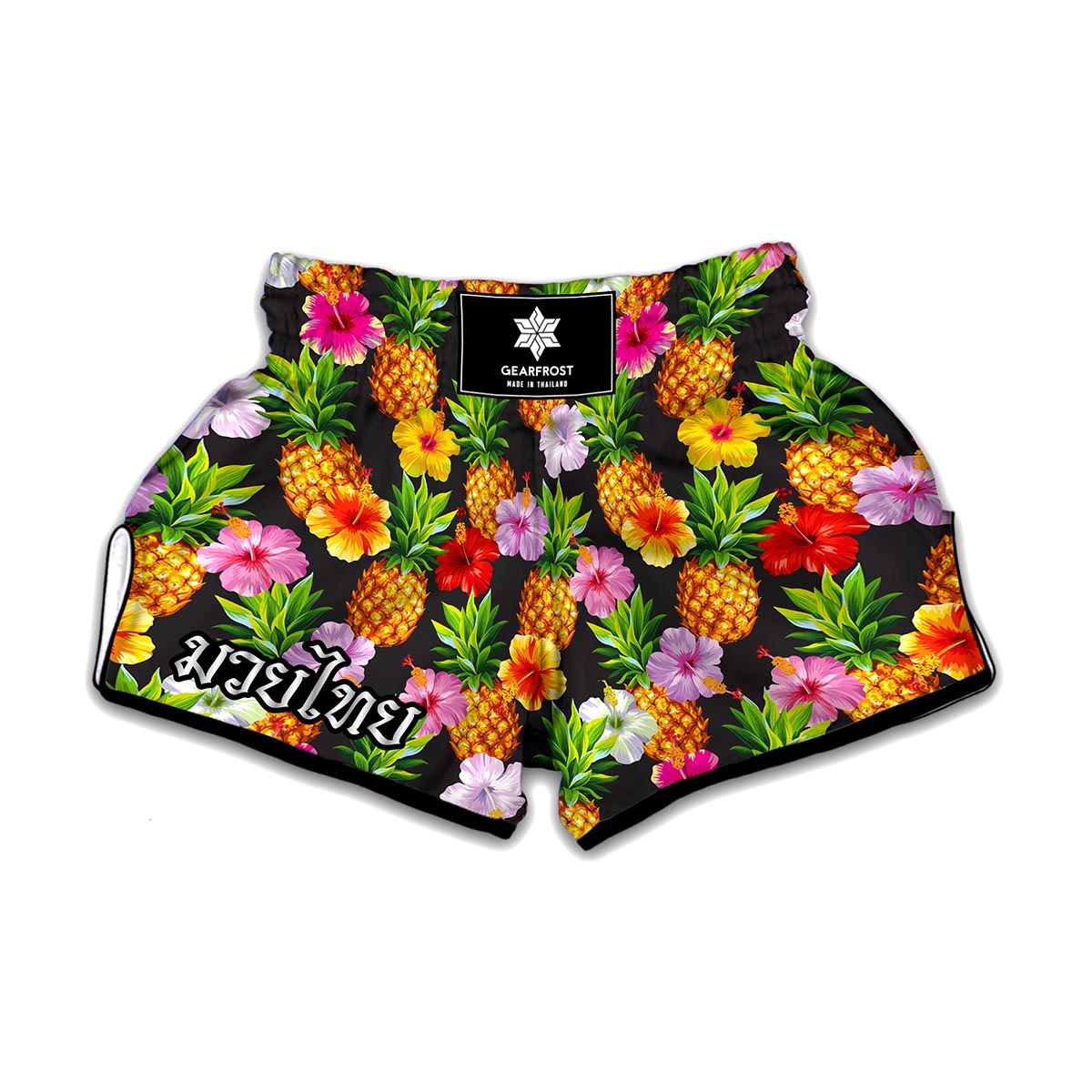 Aloha Hibiscus Pineapple Pattern Print Muay Thai Boxing Shorts