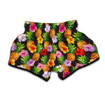 Aloha Hibiscus Pineapple Pattern Print Muay Thai Boxing Shorts