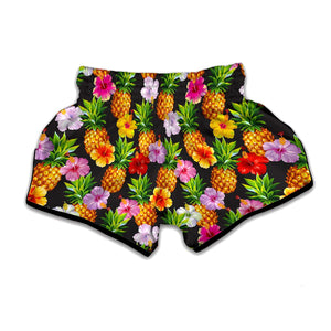 Aloha Hibiscus Pineapple Pattern Print Muay Thai Boxing Shorts