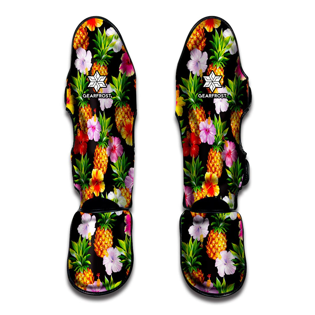 Aloha Hibiscus Pineapple Pattern Print Muay Thai Shin Guard