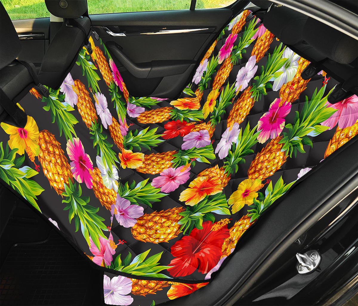 Aloha Hibiscus Pineapple Pattern Print Pet Car Back Seat Cover