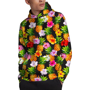 Aloha Hibiscus Pineapple Pattern Print Pullover Hoodie