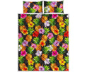Aloha Hibiscus Pineapple Pattern Print Quilt Bed Set