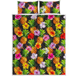 Aloha Hibiscus Pineapple Pattern Print Quilt Bed Set