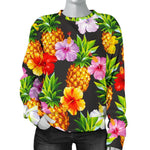 Aloha Hibiscus Pineapple Pattern Print Women's Crewneck Sweatshirt GearFrost