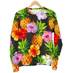 Aloha Hibiscus Pineapple Pattern Print Women's Crewneck Sweatshirt GearFrost