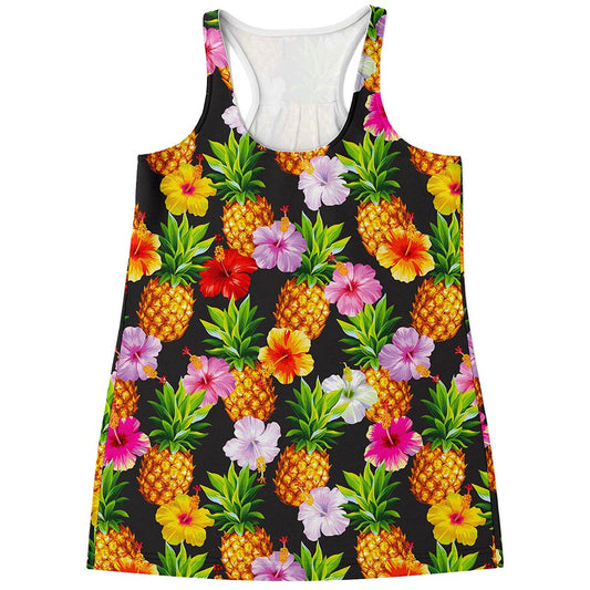 Aloha Hibiscus Pineapple Pattern Print Women's Racerback Tank Top