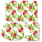 Aloha Hibiscus Tropical Pattern Print 3 Piece Bath Mat Set