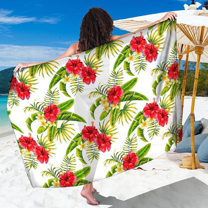 Aloha Hibiscus Tropical Pattern Print Beach Sarong Wrap