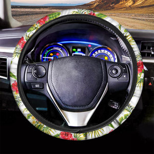 Aloha Hibiscus Tropical Pattern Print Car Steering Wheel Cover