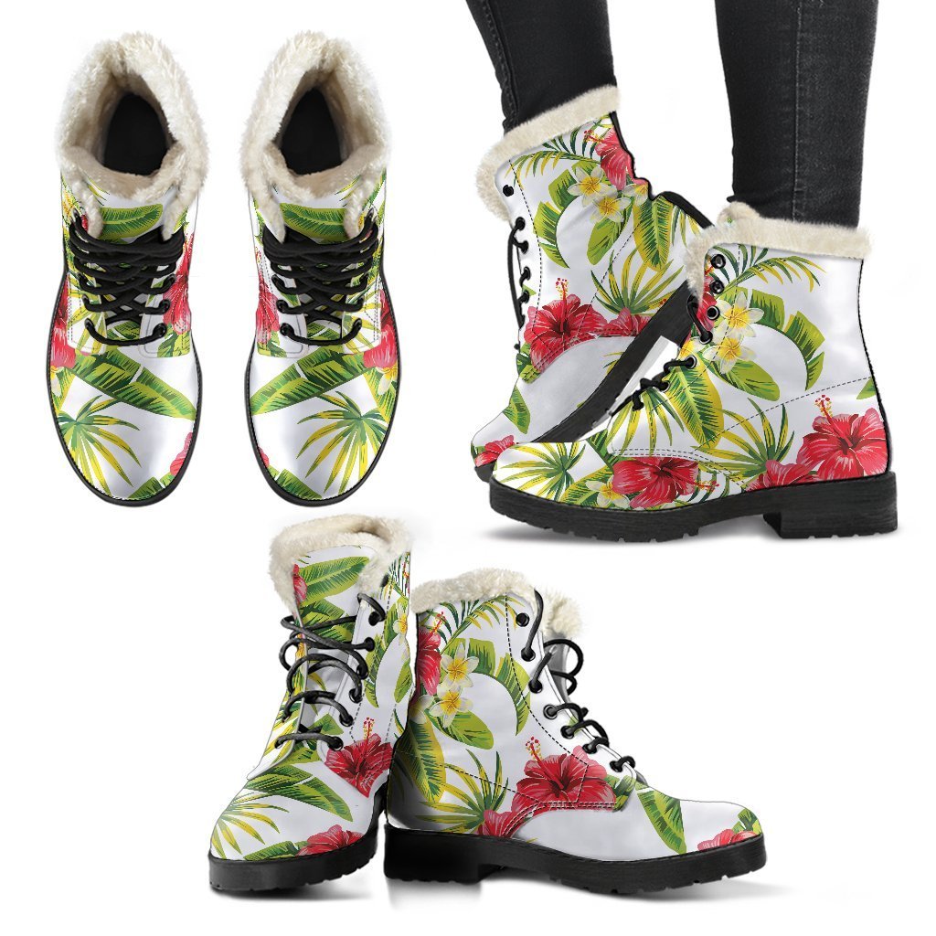 Aloha Hibiscus Tropical Pattern Print Comfy Boots GearFrost