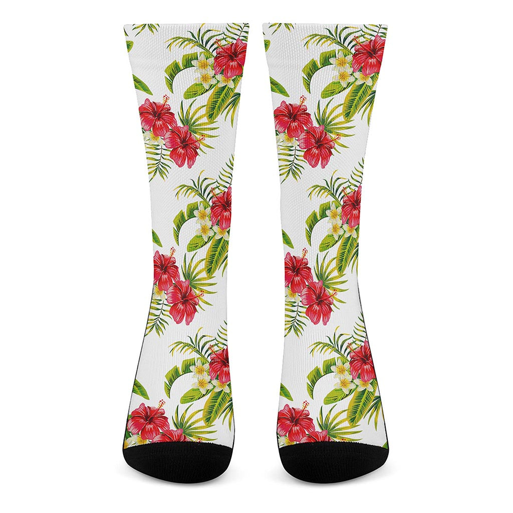 Aloha Hibiscus Tropical Pattern Print Crew Socks