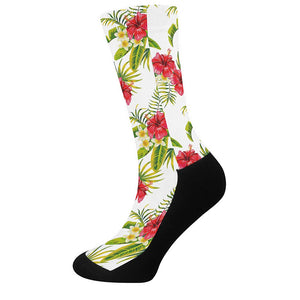 Aloha Hibiscus Tropical Pattern Print Crew Socks