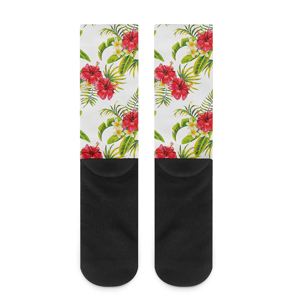 Aloha Hibiscus Tropical Pattern Print Crew Socks