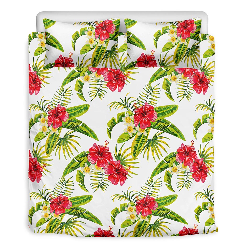 Aloha Hibiscus Tropical Pattern Print Duvet Cover Bedding Set