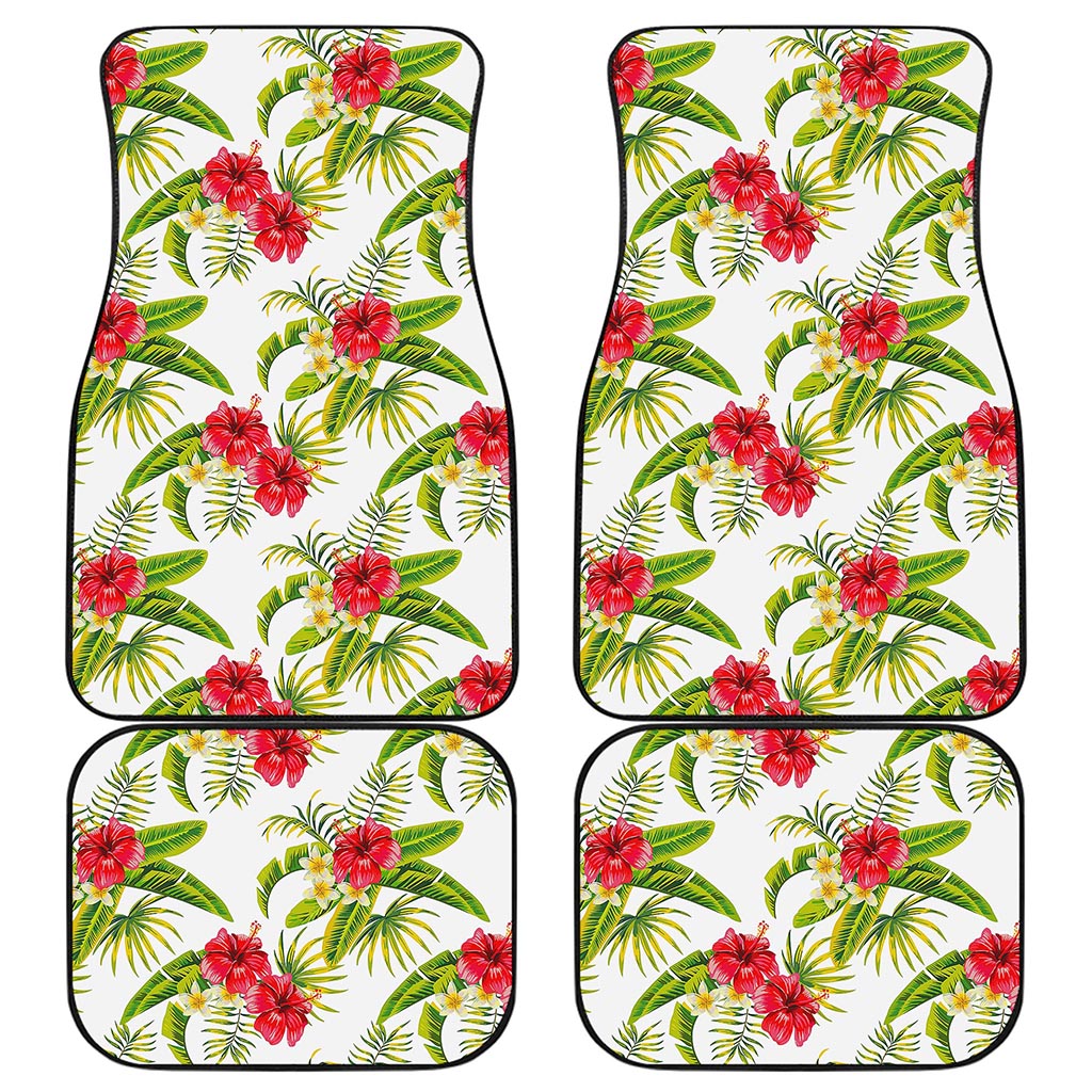 Aloha Hibiscus Tropical Pattern Print Front and Back Car Floor Mats