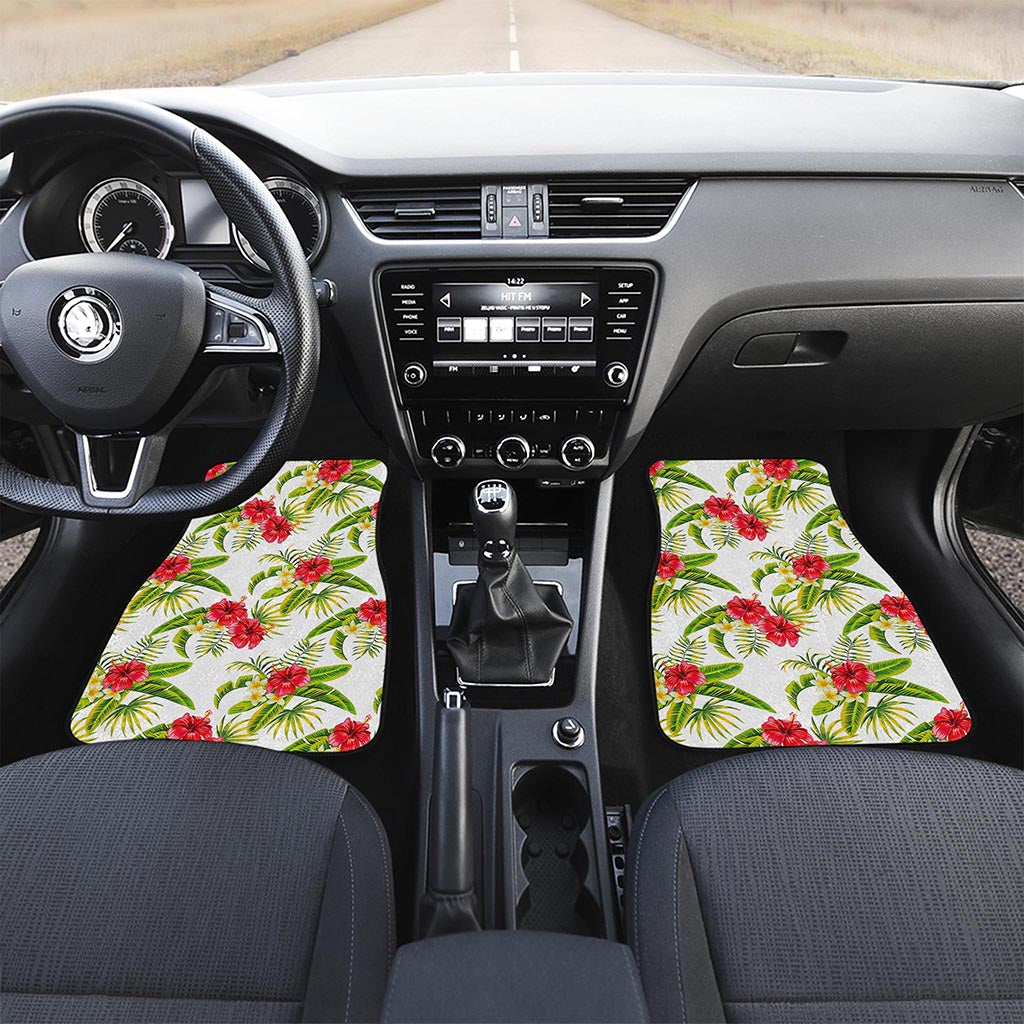 Aloha Hibiscus Tropical Pattern Print Front and Back Car Floor Mats