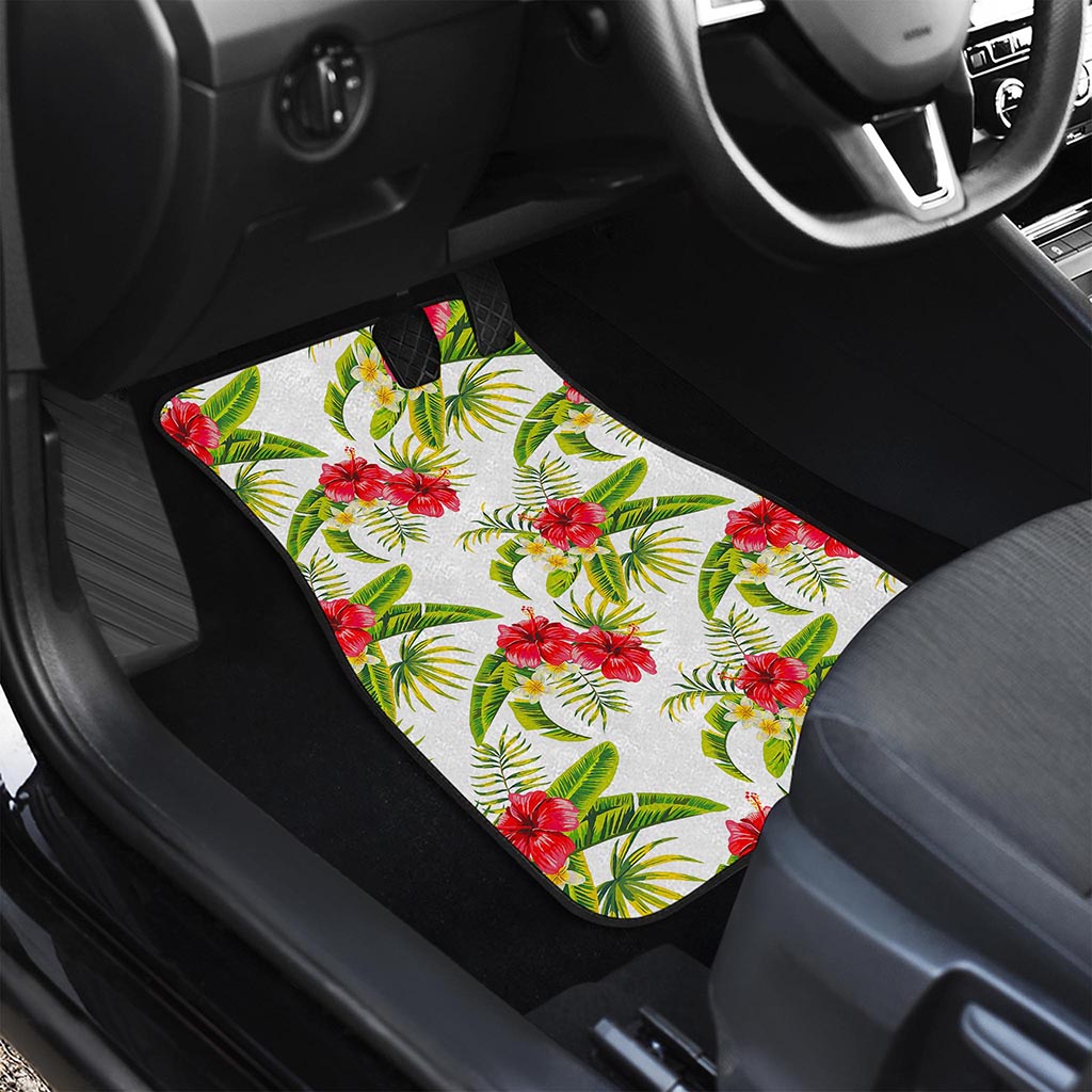 Aloha Hibiscus Tropical Pattern Print Front and Back Car Floor Mats